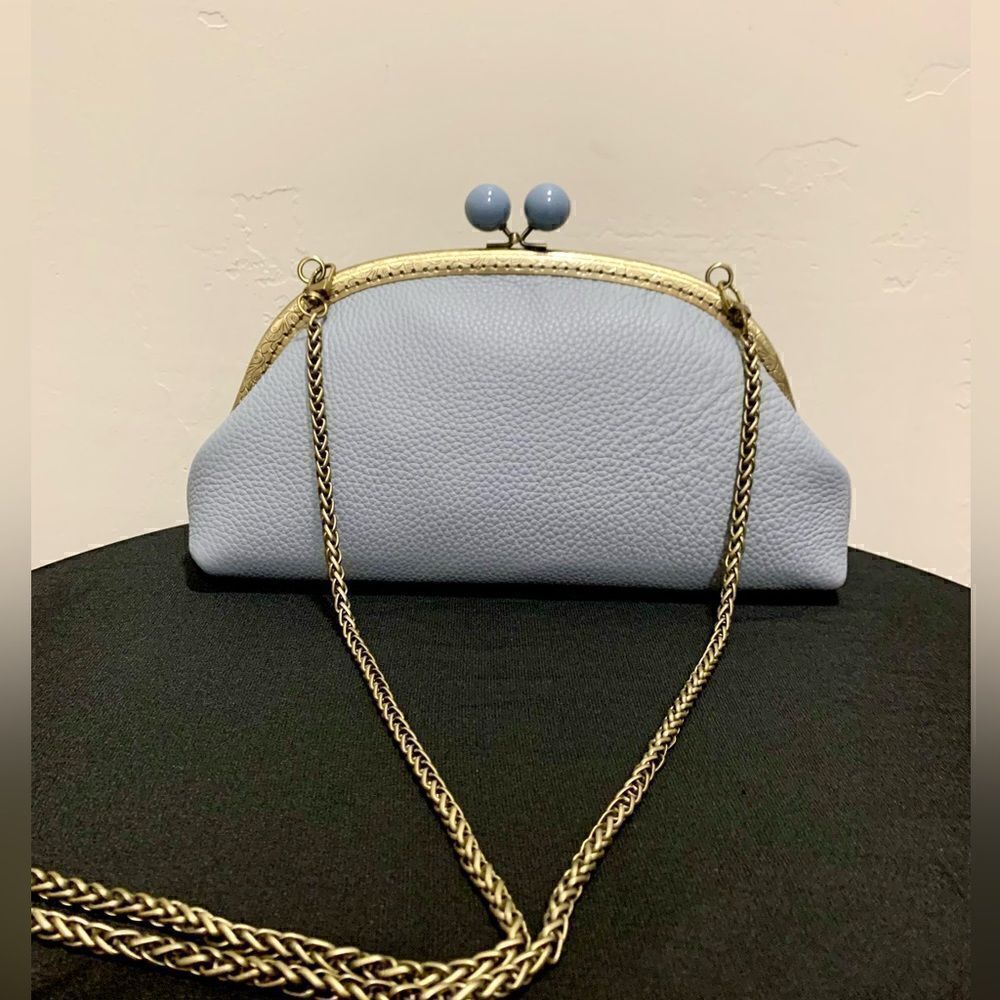 Vintage Handsewn Genuine Premium Pebble Leather Clutch/Shoulder Bag/Crossbody